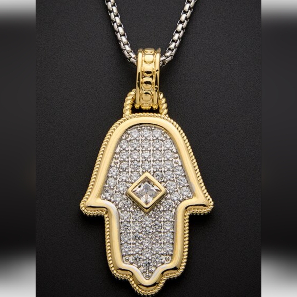 18K Plated CZ Hamsa Necklace
